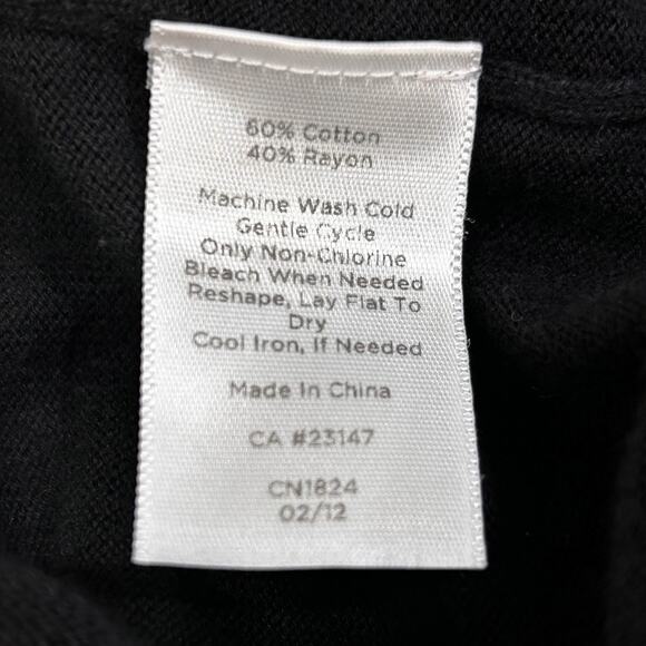 Talbots Black Cap Sleeve Gold Button Detail Sweater Large Petite - Picture 7 of 7